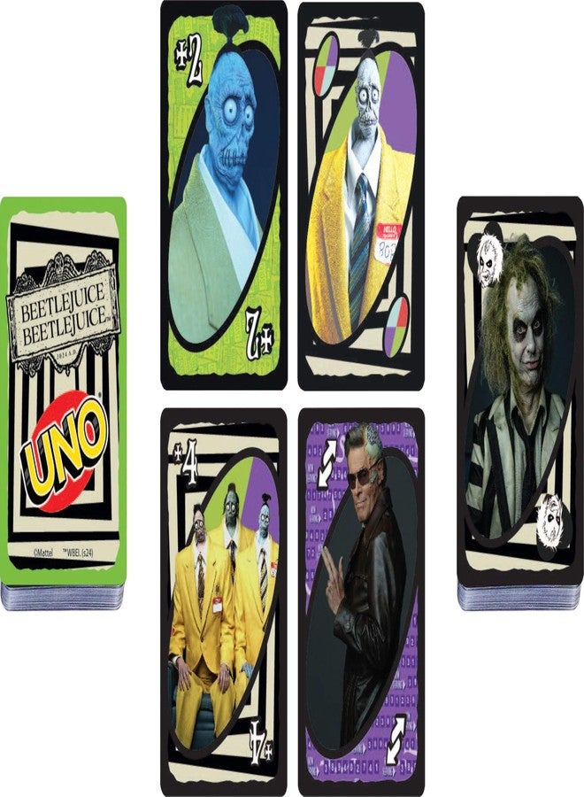 Mattel Games UNO Beetlejuice Beetlejuice Card Game for Kids, Adults & Family with Deck & Special Rule Inspired by The Movie - Image 4