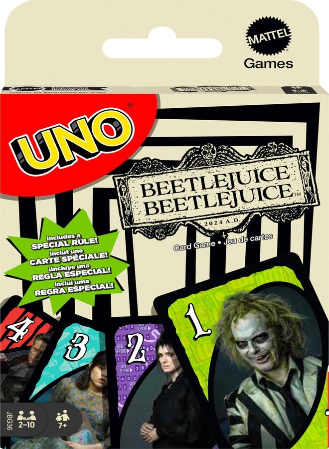 Mattel Games UNO Beetlejuice Beetlejuice Card Game for Kids, Adults & Family with Deck & Special Rule Inspired by The Movie - Image 1