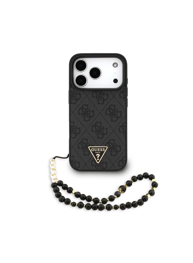 GUESS iPhone 17 Pro Max MagSafe Case 4G PU Leather With Small 4G Logo & Lanyard /  Magsafe Compatible / Ultra Slim / lightweight design / Easy Installation - Black - Image 1