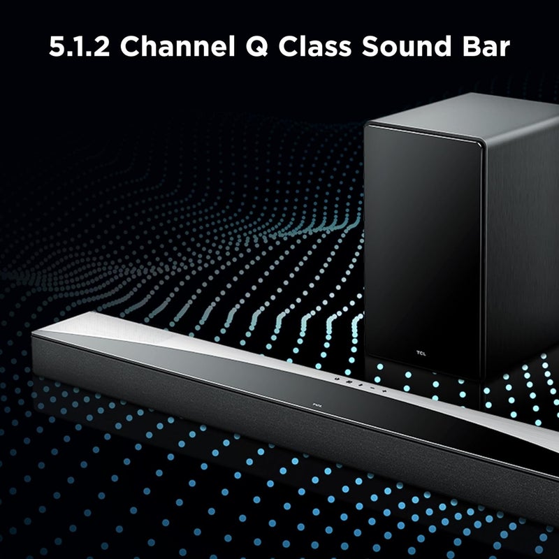 تي سي إل TCL Q75H Q Class 5.1.2 Channel Soundbar with Dolby Atmos, DTS:X, Ray Danz Technology, Wireless Subwoofer, and Bluetooth Music Streaming Q75H - Image 2
