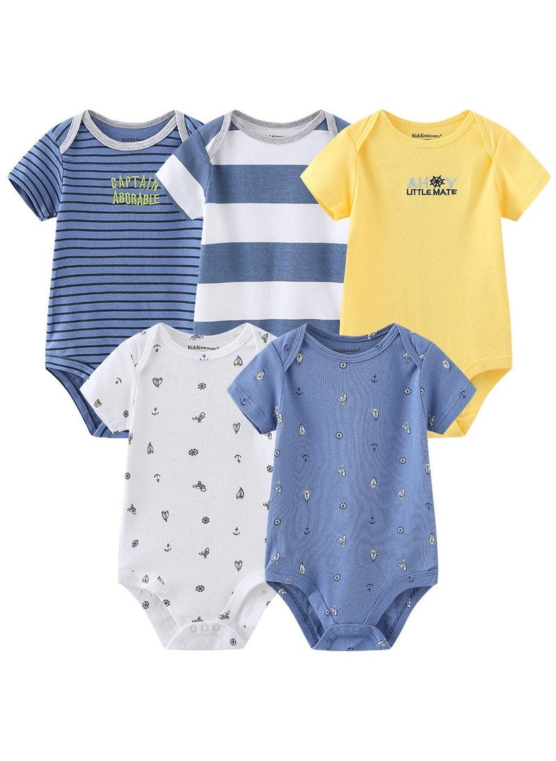 RedMapleTEK Baby Pure Cotton Jumpsuit Short-sleeved Crawling Suit Five-piece Set  - Image 1