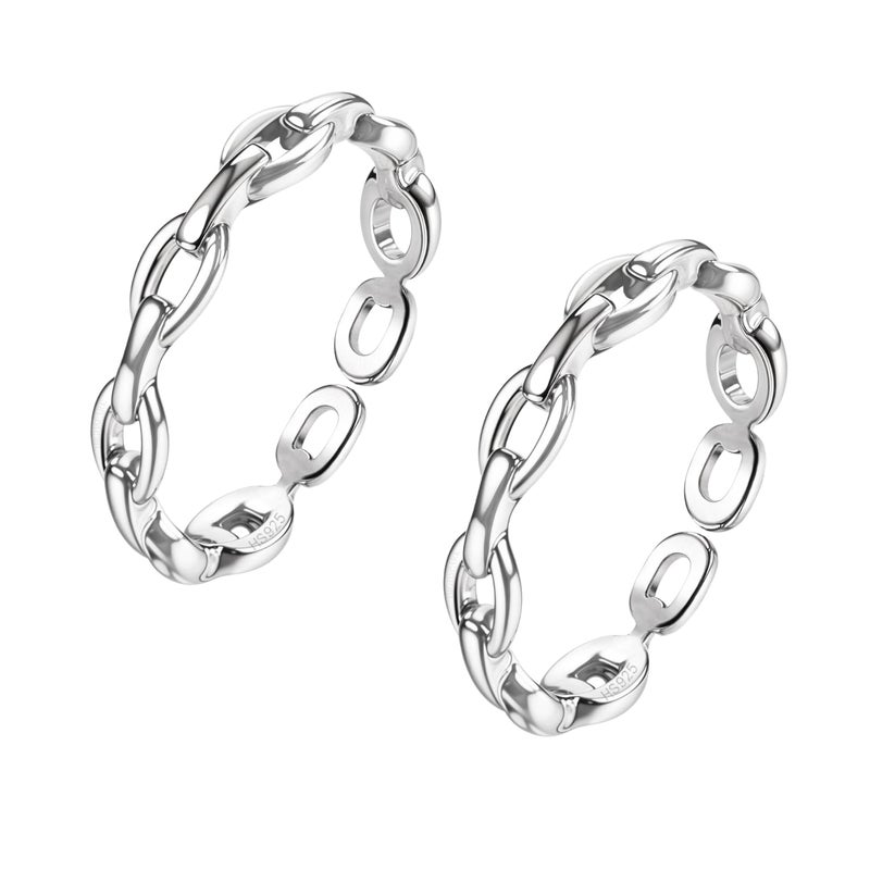 HighSpark 925 Silver Toe Rings for Women | 92.5 Sterling Silver Adjustable Contemporary Style & Stunning Shine | Chain Type Design | Lovely Gift - Image 1