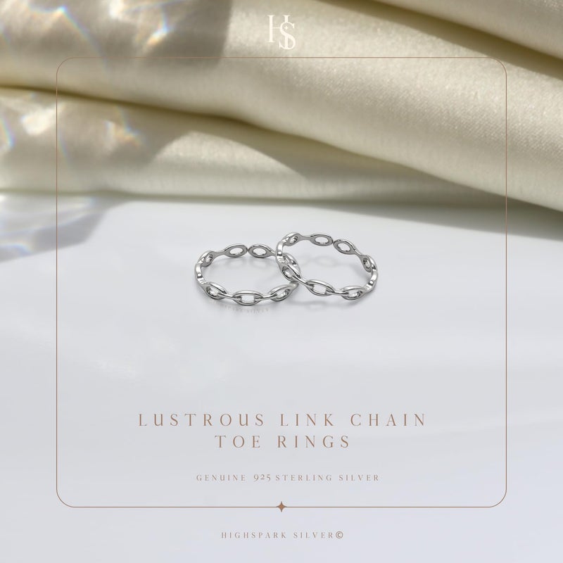 HighSpark 925 Silver Toe Rings for Women | 92.5 Sterling Silver Adjustable Contemporary Style & Stunning Shine | Chain Type Design | Lovely Gift - Image 3