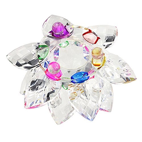 OwnMy Sparkle Crystal Lotus Flower Hue Reflection Feng Shui Home Decor with Gift Box (4 Inch/ 100MM Rainbow) - Image 4