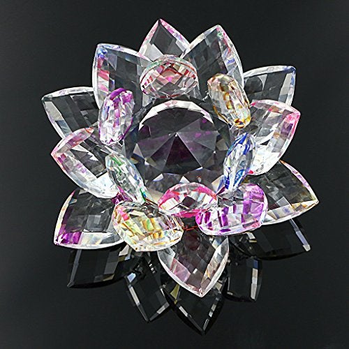 OwnMy Sparkle Crystal Lotus Flower Hue Reflection Feng Shui Home Decor with Gift Box (4 Inch/ 100MM Rainbow) - Image 5