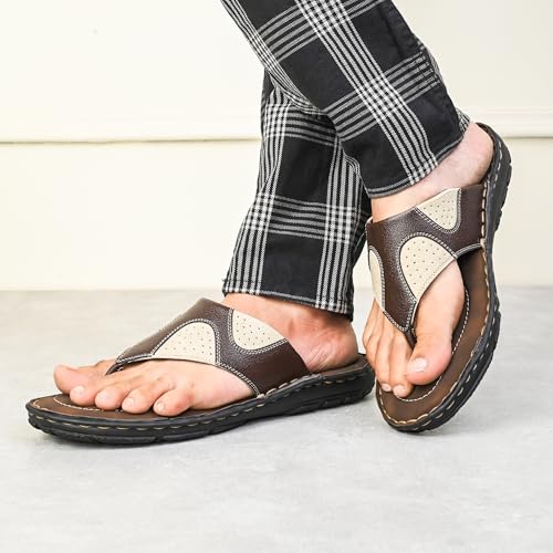 Centrino Sandal for Men | Grip Insole for Stability | slippers for man | Modern Look with Straps | Soft & Comfortable Men's Sandal | Bounce Back Anti-Skid Water Resistant Comfortable Footwear 9262-2_BROWN_8 UK - Image 2
