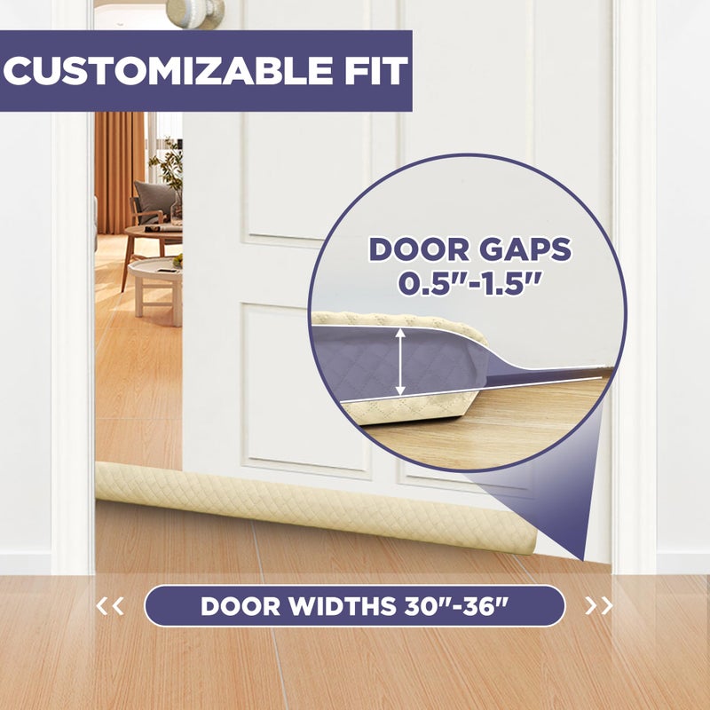 CiieyuoÂ® Door Draft Stopper â€“ Premium Velour Under Door Gap Filler & Noise Blocker | Insert-Design Draft Stopper for Bottom of Door (30"-36") | Blocks Cold, Noise, Dust â€“ Easy Install, No Adhesive - Image 5