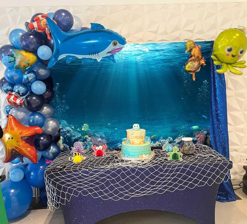 Sensfun 7x5ft Underwater World Backdrop Fabric Under The Sea Photography Backdrops Tropical Fish Coral Deep Ocean Sunlight Seabed Background Undersea Baby Shower Birthday Party Decoration Photo Props - Image 3
