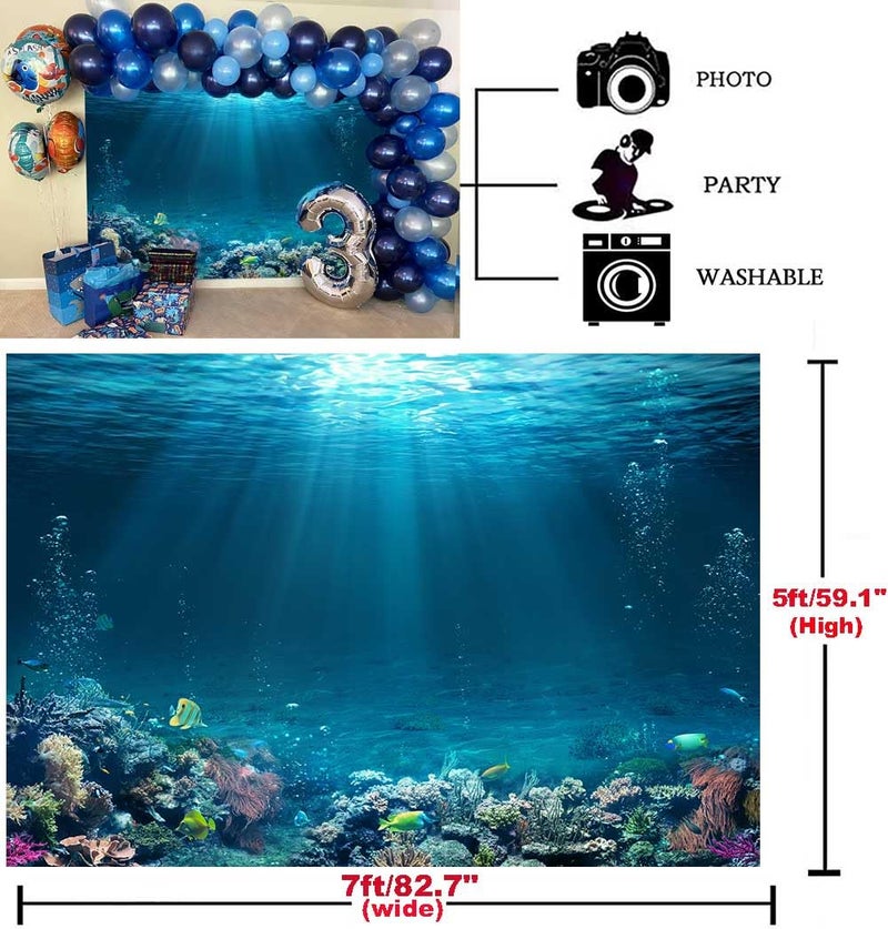Sensfun 7x5ft Underwater World Backdrop Fabric Under The Sea Photography Backdrops Tropical Fish Coral Deep Ocean Sunlight Seabed Background Undersea Baby Shower Birthday Party Decoration Photo Props - Image 5