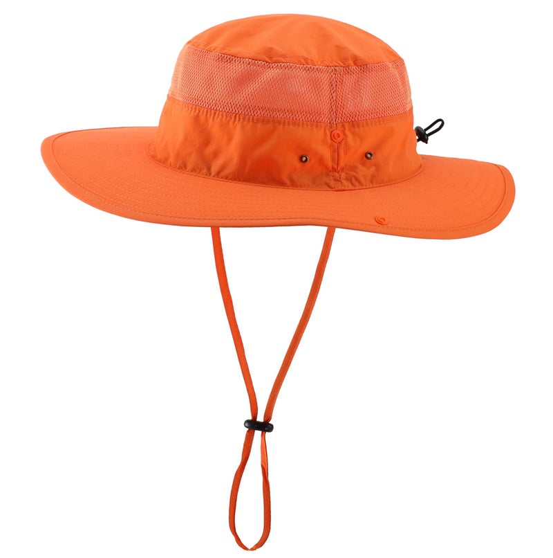 Connectyle Outdoor Mesh Sun Hat Wide Brim Sun Protection Hat Summer Fishing Hunting Hiking Gardenig Hat Orange - Image 1