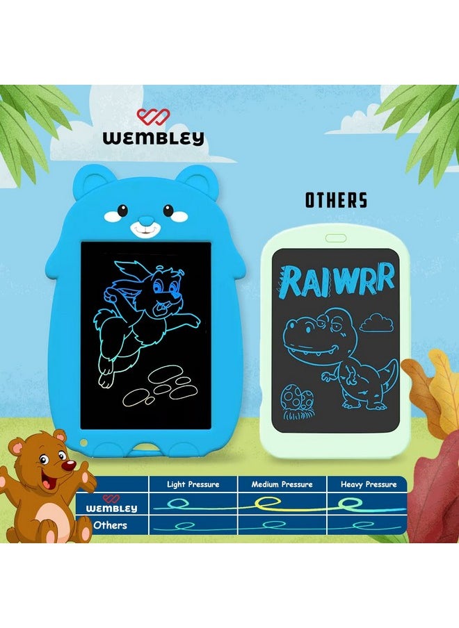 ويمبلي لوحة كتابة LCD بتصميم دب ويمبلي | للكتابة والرسم، قابلة لإعادة الاستخدام، محمولة بأحرف ملونة | جهاز لوحي رسومي 9 بوصات | لوحة كتابة وتدوين للأطفال والكبار مع قلم - (دب أزرق)  - Image 4
