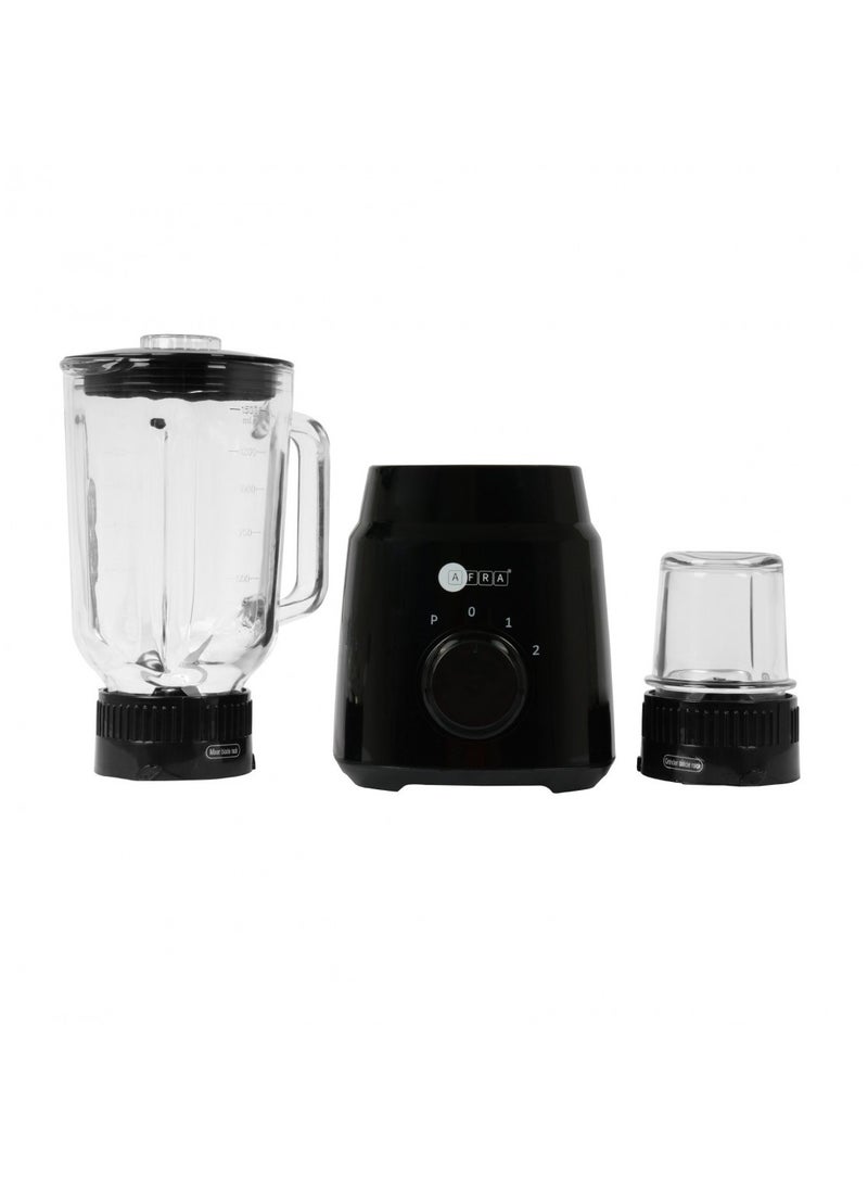 AFRA - 2-in-1 Blender with Grinder | 1.5L Glass Jar | 600W | 2-Speed + Pulse | Ice Crushing Blades | Overheat Protection | AF-600BLBK | Black | 2-Year Warranty - Image 1