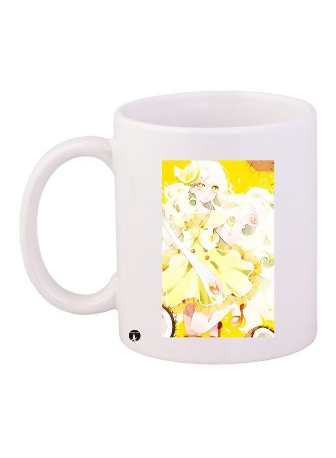 Girl Printed Coffee Mug White/Yellow/Pink 11ounce