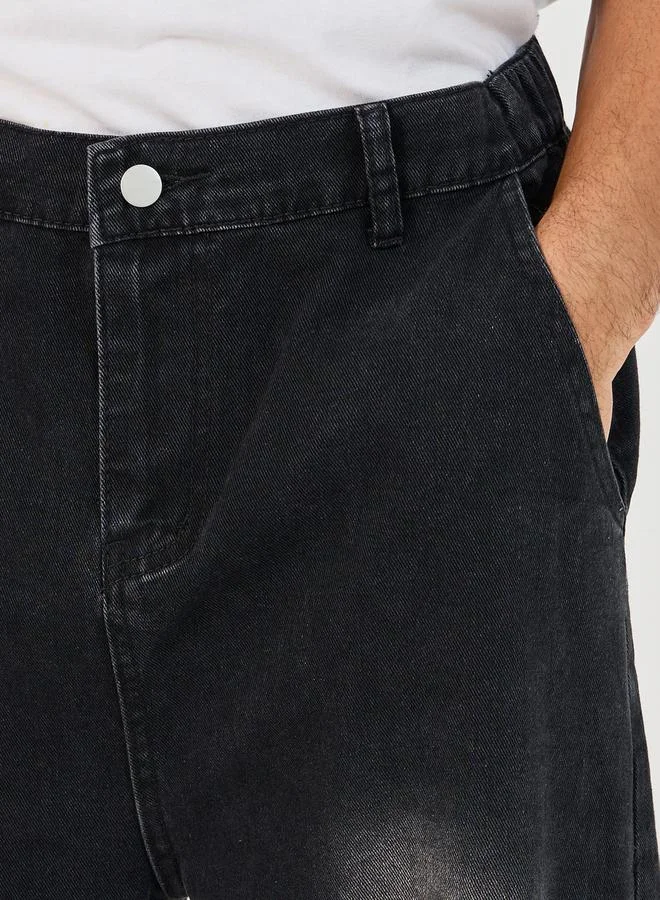 Styli Styli Cotton Stretch Mid Wash Relaxed Fit Jeans