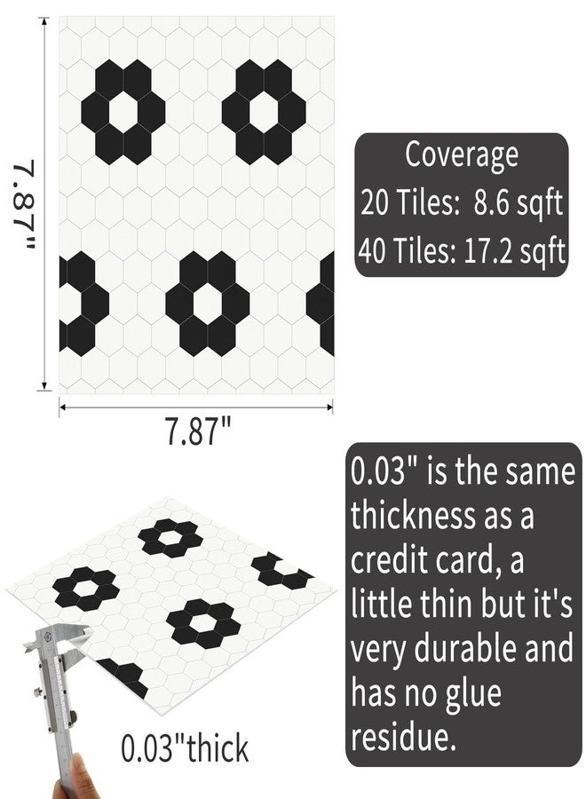 MORCART 20 Pack Peel and Stick Floor Tile, Vinyl Flooring Waterproof, 8" x 8" DIY Flooring for Bathroom, Kitchen, Fireplace, Pet House, Stairs, Bedrooms, Wall Black White - Image 2