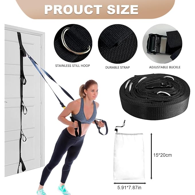 Funvalley Surperfect Door Anchor Strap For Resistance Bands Exercises, Multi Point Anchor Gym Attachment For Home Fitness, Portable Door Band Resistance Workout Equipment, Easy To Install, Punch-Free, Nail-Free - Image 4