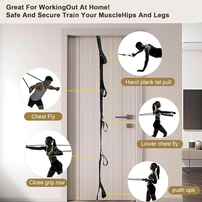 Funvalley Surperfect Door Anchor Strap For Resistance Bands Exercises, Multi Point Anchor Gym Attachment For Home Fitness, Portable Door Band Resistance Workout Equipment, Easy To Install, Punch-Free, Nail-Free - Image 5