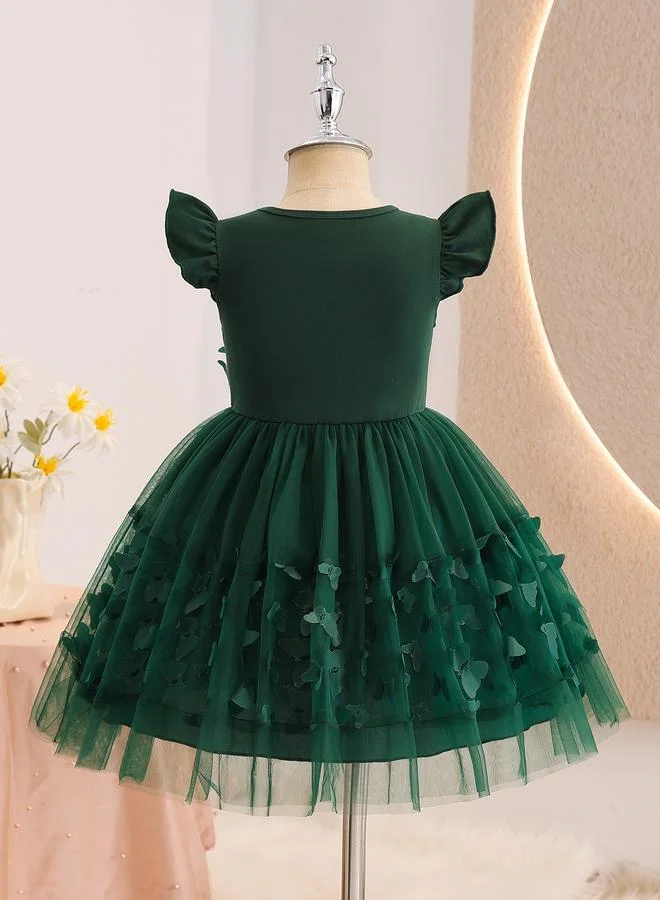 تايك تو Girls Butterfly Applique Mesh Insert Dress