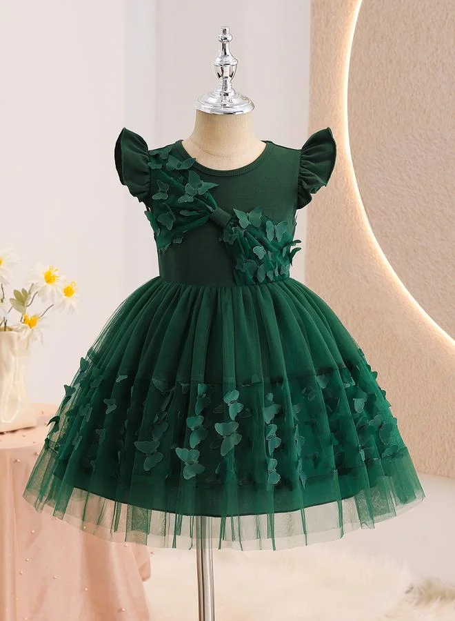 تايك تو Girls Butterfly Applique Mesh Insert Dress