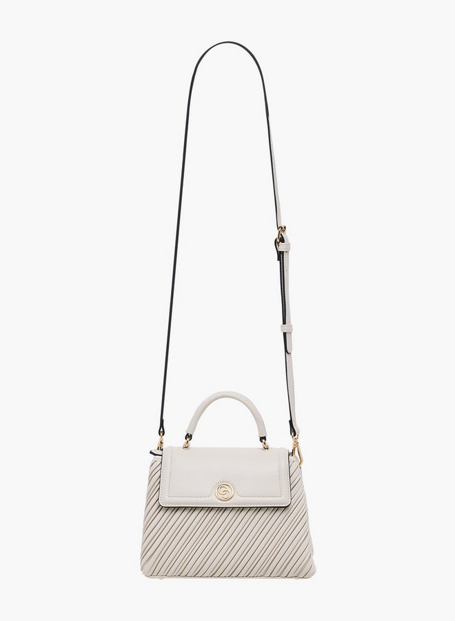Celeste Pleated Satchel Bag with Grab Handle and Button Closure  - Image 3
