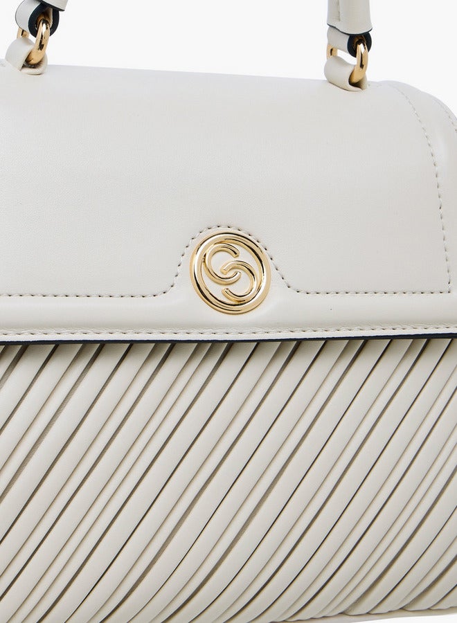 Celeste Pleated Satchel Bag with Grab Handle and Button Closure  - Image 5