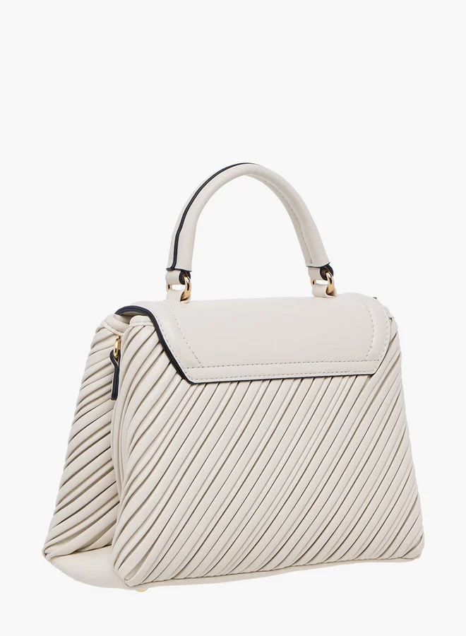 Celeste Pleated Satchel Bag with Grab Handle and Button Closure