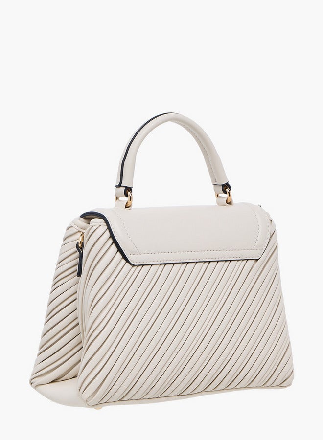 Celeste Pleated Satchel Bag with Grab Handle and Button Closure  - Image 4
