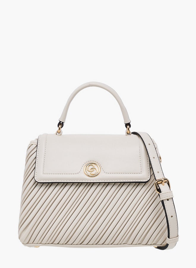 Celeste Pleated Satchel Bag with Grab Handle and Button Closure  - Image 1