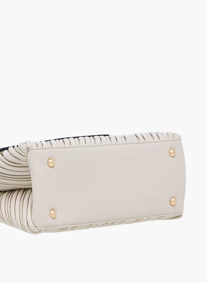 Celeste Pleated Satchel Bag with Grab Handle and Button Closure