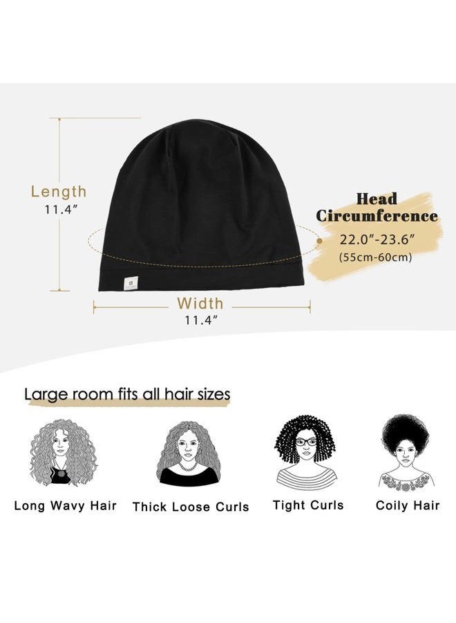 YANIBEST 2 Pcs Silk Bonnet Satin Bonnet Hair Bonnet for Sleeping - Adjustable Saty on Satin Lined Slouchy Beanie Hat for Women - Image 5