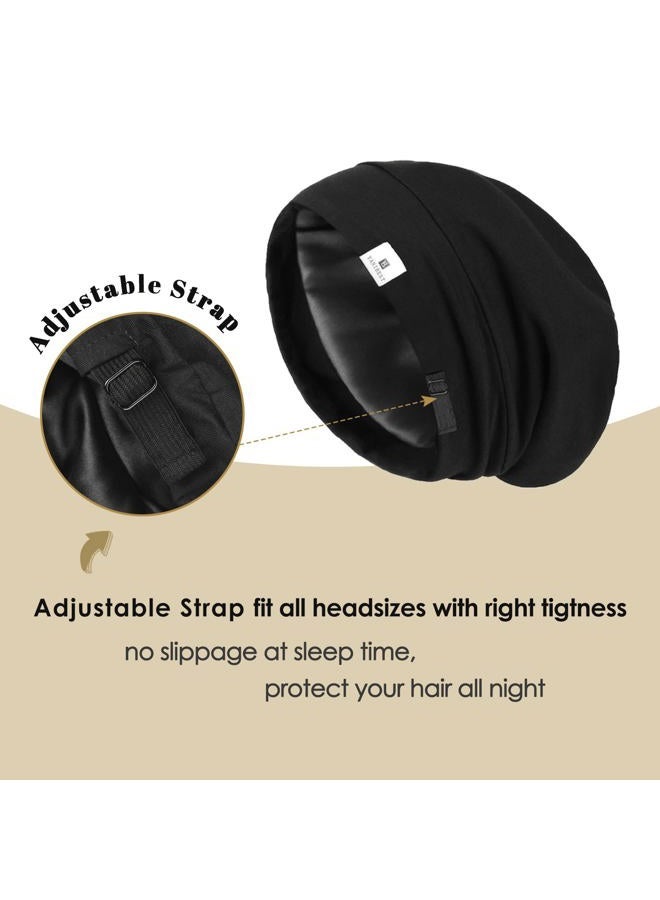 YANIBEST 2 Pcs Silk Bonnet Satin Bonnet Hair Bonnet for Sleeping - Adjustable Saty on Satin Lined Slouchy Beanie Hat for Women - Image 2