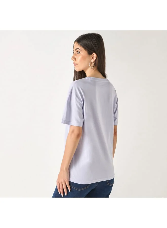 Lee Cooper Lee Cooper Embroidered Round Neck T-shirt with Short Sleeves
