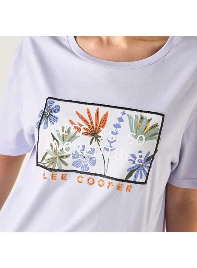 Lee Cooper Lee Cooper Embroidered Round Neck T-shirt with Short Sleeves