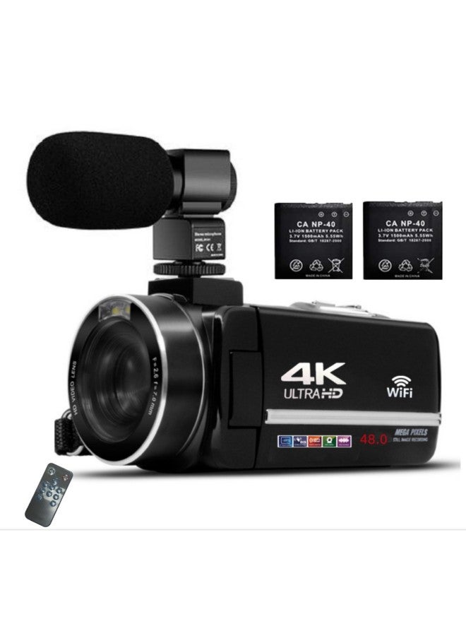 Generic 3-inch 2400 Million Pixel Touch Screen Night Vision Camera Ultra Hd 1080p 301m 30m Digital Computer Camera-Body Color:The Upgraded Version Comes Standard With 4K Black + Microphone +2 Batteries In Total  - Image 1