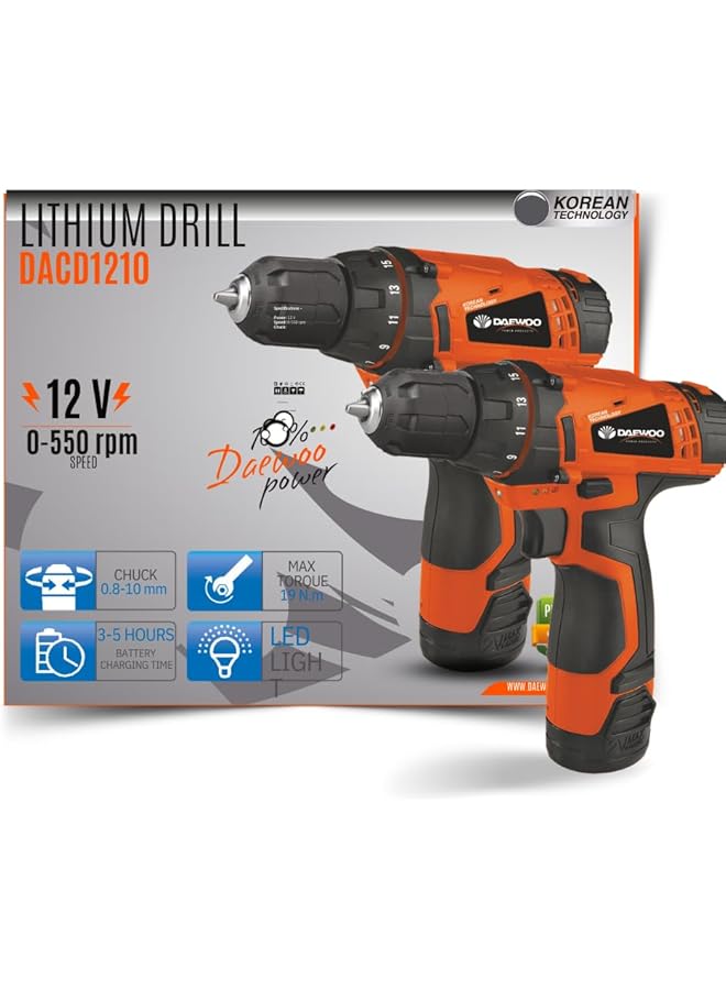 DAEWOO Cordless Drill 12 V With Lithium Battery - Image 2