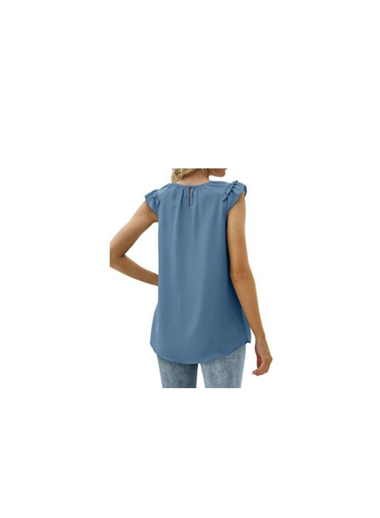 Loquat Women's Summer New Sleeveless Round Neck Chiffon Pleated Vest  - Image 2