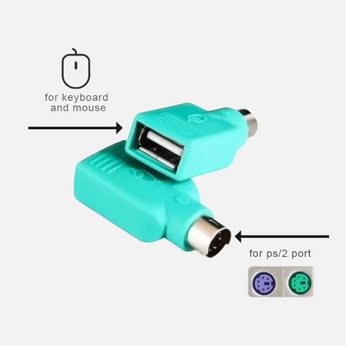 QBM PS/2 to USB Converter, PS/2 to USB A Adapter Male to Female Keyboard PS/2 Jack to USB A Plug for Mouse and Keyboard, Replacement PS/2 Adapter.(Pack of 2) - Image 1