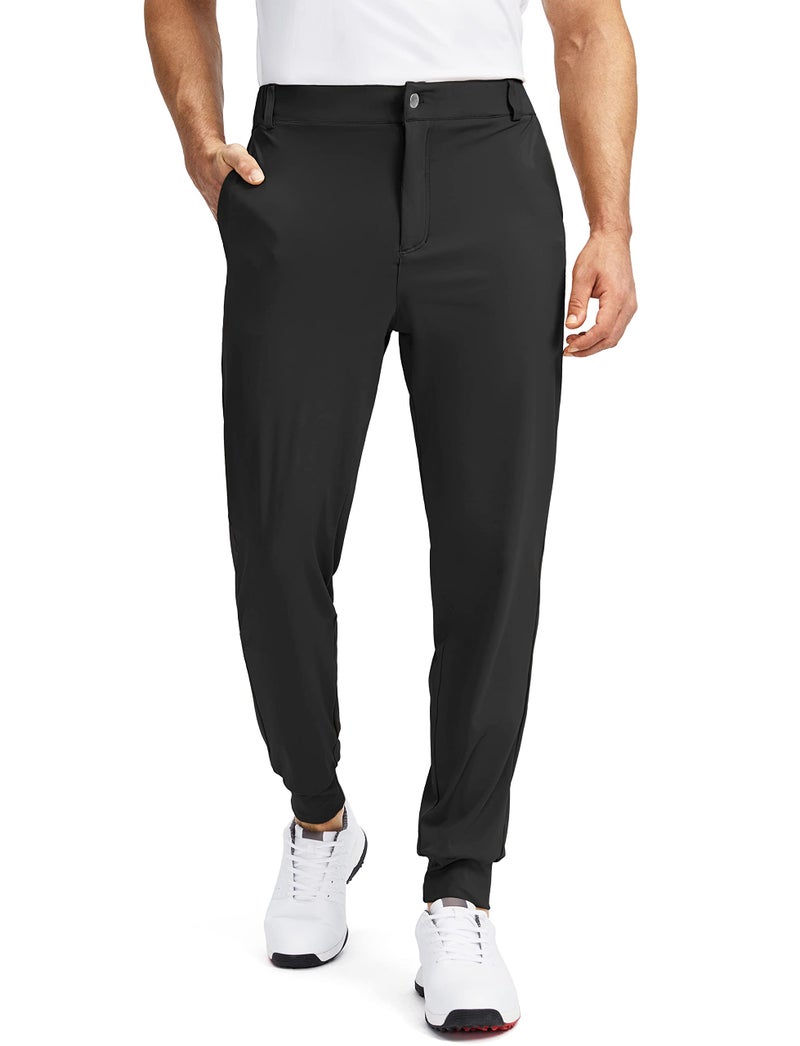 Soothfeel Men's Golf Joggers Pants with 5 Pockets Slim Fit Stretch Sweatpants Running Travel Dress Work Pants for Men(Black, XL - Image 1