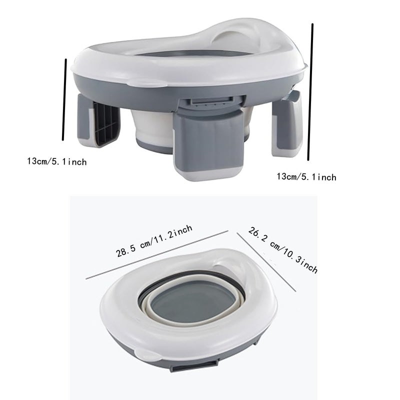 AISIBO Travel Foldable Potty Training Toilet with Storage Bag NonSlip Portable Car Potty Outdoor Indoor Easy to Clean Gray - Image 2