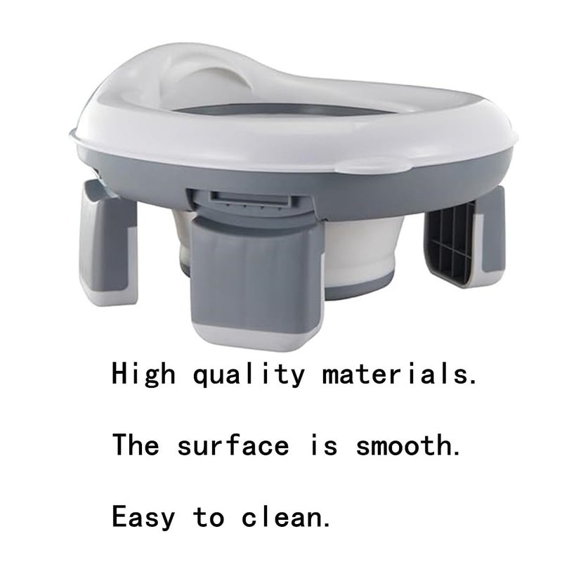 AISIBO Travel Foldable Potty Training Toilet with Storage Bag NonSlip Portable Car Potty Outdoor Indoor Easy to Clean Gray - Image 3