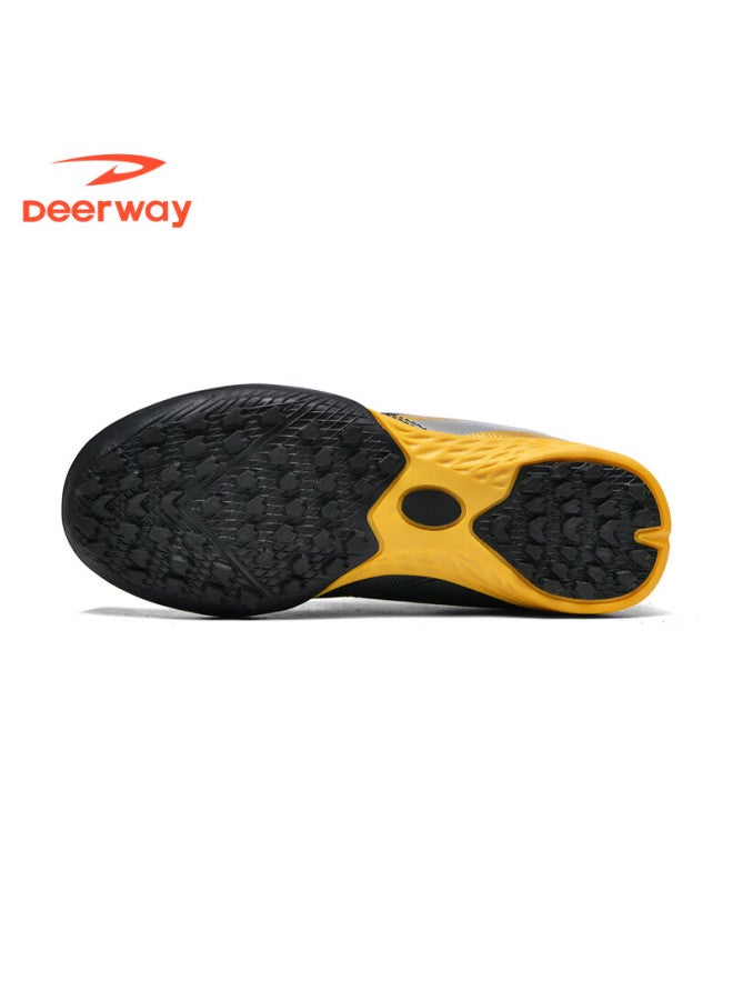 Deerway Kids Soccer Shoes Velcro Slip-on Boys Girls Primary School Tf Turf Non-slip Wear-resistant Black Gold Size 39 - Image 4