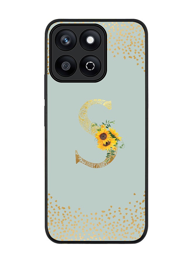 Stylizedd For Honor X7c 4G Case,Slim fit Camera Protection, Shockproof Thin Phone cover  - Custom Floral Monogram - S  (Light Grey ) - Image 1