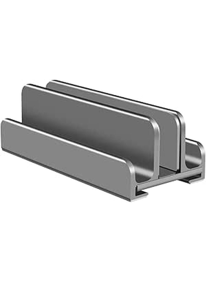 Aluminum Vertical Laptop and Tablet Stand Holder With Anti-Slip Base, Gray, for Desktop Home Office Use - Image 1