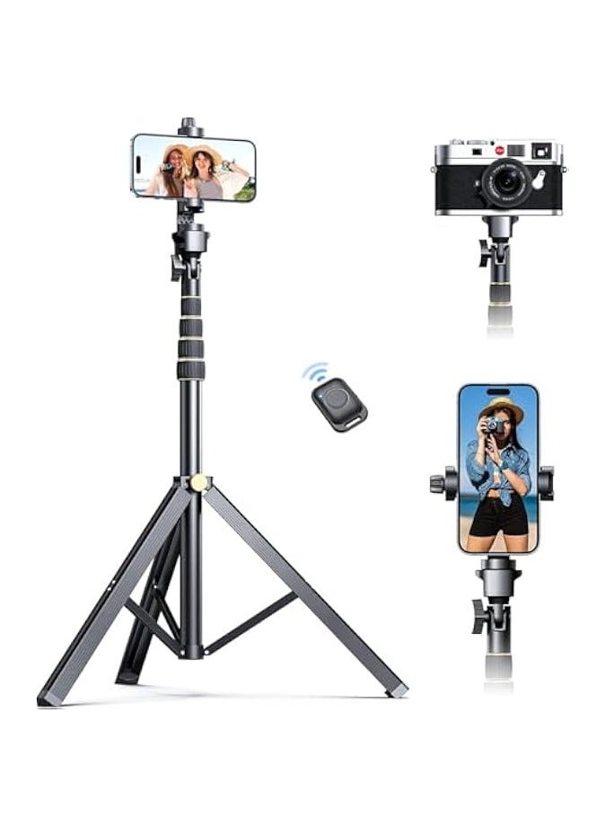 erorex Tripod for iPhone, 170cm Extendable Phone Tripod with Remote, Aluminum & Sturdy Selfie Stick Tripod for Mobile, Mobile Tripod Stand for Video Recording, Travel Phone Tripod for Small Camera - Image 1