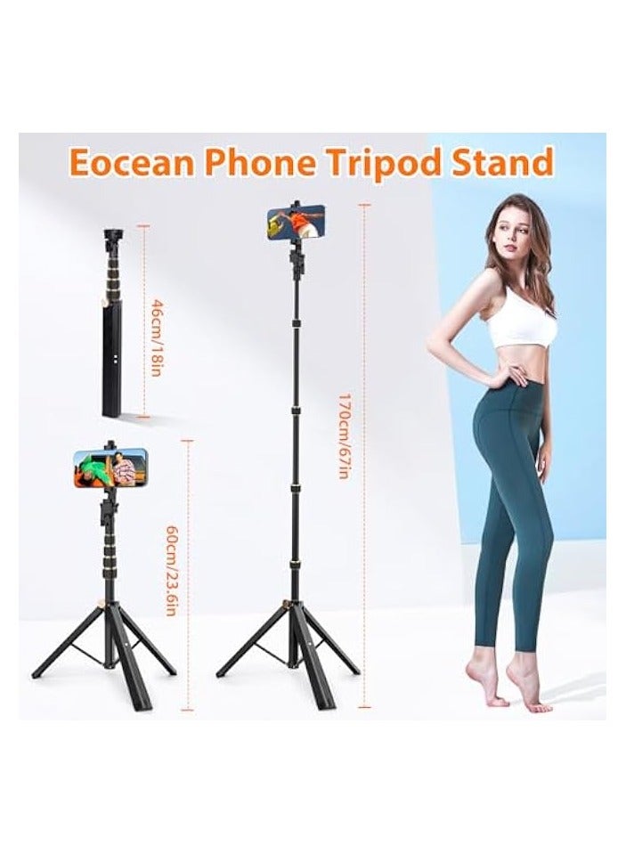 erorex Tripod for iPhone, 170cm Extendable Phone Tripod with Remote, Aluminum & Sturdy Selfie Stick Tripod for Mobile, Mobile Tripod Stand for Video Recording, Travel Phone Tripod for Small Camera - Image 2