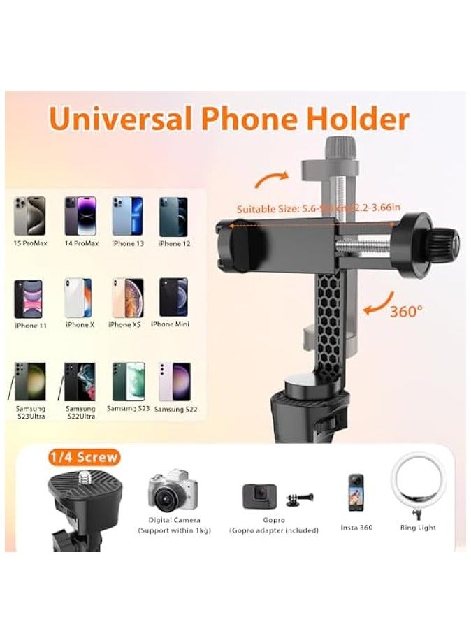 erorex Tripod for iPhone, 170cm Extendable Phone Tripod with Remote, Aluminum & Sturdy Selfie Stick Tripod for Mobile, Mobile Tripod Stand for Video Recording, Travel Phone Tripod for Small Camera - Image 3
