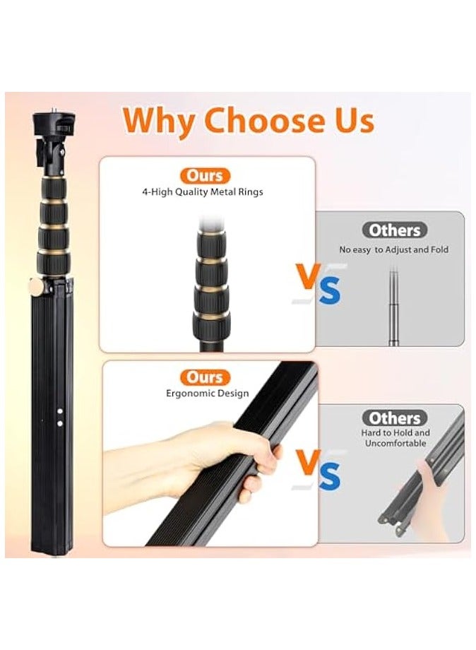 erorex Tripod for iPhone, 170cm Extendable Phone Tripod with Remote, Aluminum & Sturdy Selfie Stick Tripod for Mobile, Mobile Tripod Stand for Video Recording, Travel Phone Tripod for Small Camera - Image 4