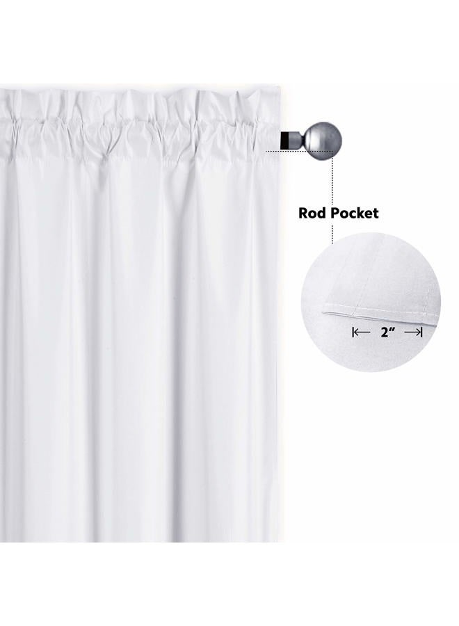 Home Collection 3 Pieces Solid Color Kitchen Curtain Set Tier and Valence with Rod Pocket Microfiber 100% Sunlight Blackout Drapes Window Treatment New (White) - Image 3
