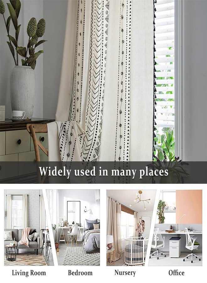 ColorBird Curtains for Bedroom, 2 Panels Geometric Bohemian Window Curtain Panels 84 inch Long, Cotton Linen Drapes Curtains Rod Pocket Tassel Curtains for Living Room Closet - Image 5