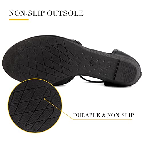 MaxMuxun Women's Ankle Strap Cage Closed Toe Flat Sandals Black Size 9 - Image 5